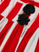 Robe à bretelles rayée rouge clown maléfique d'Halloween des années 1960