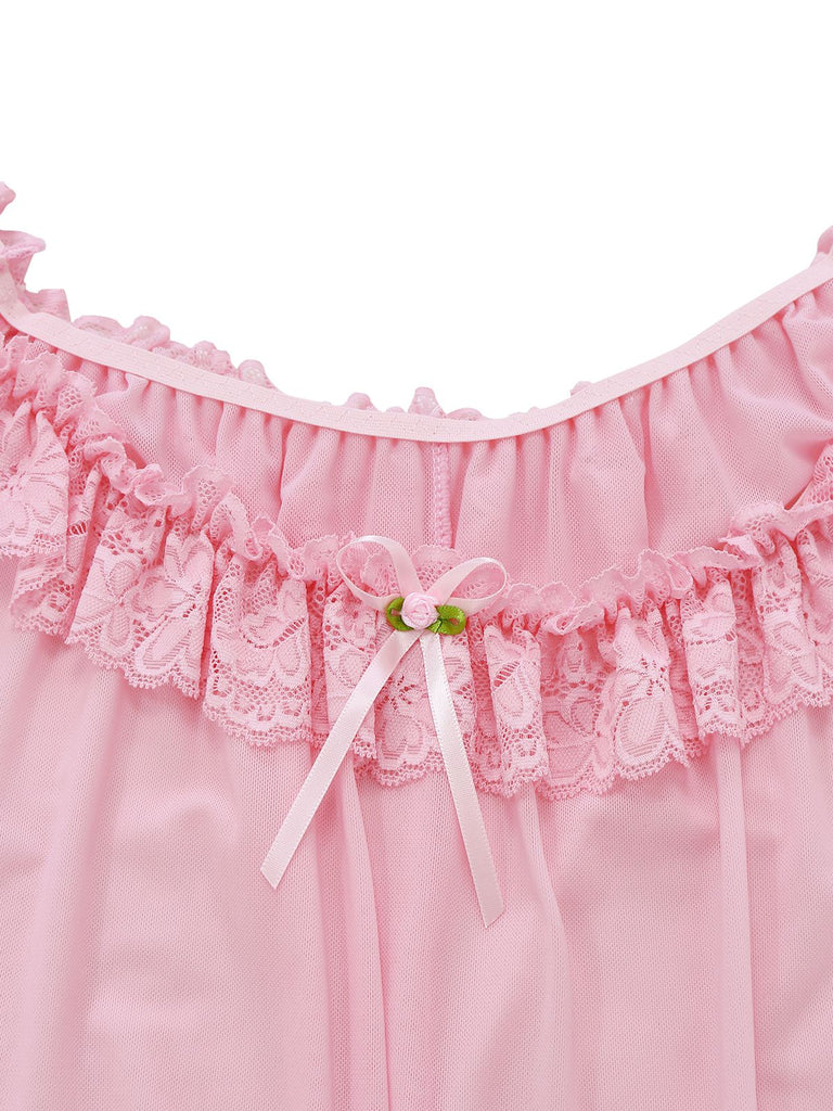 Nuisette babydoll en tulle transparent violette années 1950