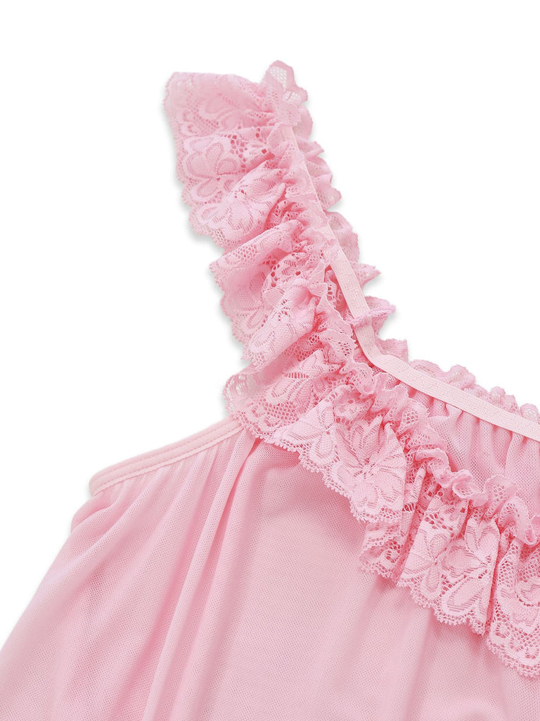Nuisette babydoll en tulle transparent violette années 1950