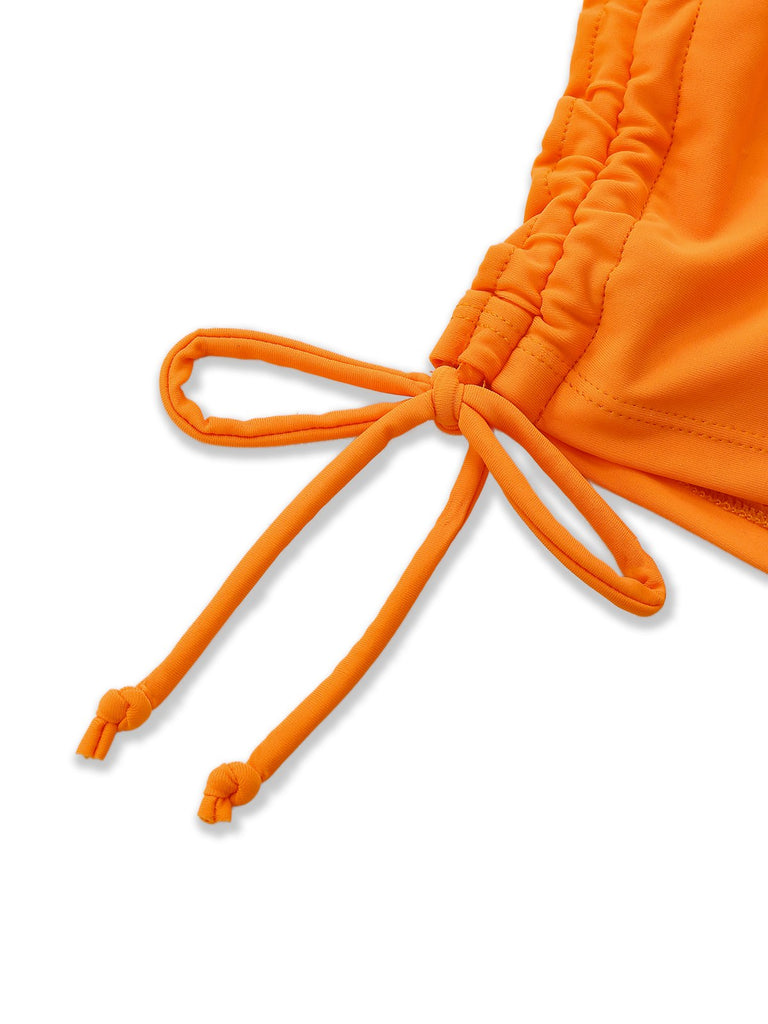 Ensemble bikini dos nu fleurs orange 1960s