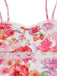 Robe longue moulante bretelles floral rose 1980s