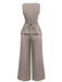 2PCS Gilet et pantalon large style bureau uni des années 1940