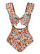 Maillot de bain une pièce à volants et découpes florales nœud sur le devant années 1930