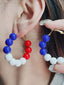 Boucles d'oreilles vintage en boules rouge blanche et bleue
