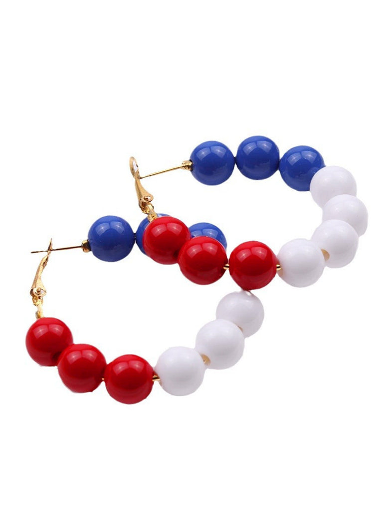 Boucles d'oreilles vintage en boules rouge blanche et bleue