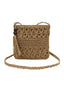 Sac bandoulière vintage en paille et perles en bois