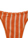 Orange and white striped bikini bottom on a white background