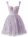 Robe courte en dentelle florale brodée années 1970