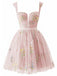 Robe courte en dentelle florale brodée années 1970