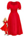 Robe rouge à manches bouffantes sur fond blanc
