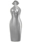 Robe crayon style disco col licou et trou de serrure des années 1960