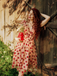 Robe trapèze rose fraise années 1950 en maille Chic
