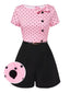 Combishort rose à pois et nœud des années 1950