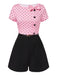 Combishort rose à pois et nœud des années 1950
