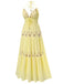 Robe fleurie brodée à col en V abricot des années 1930