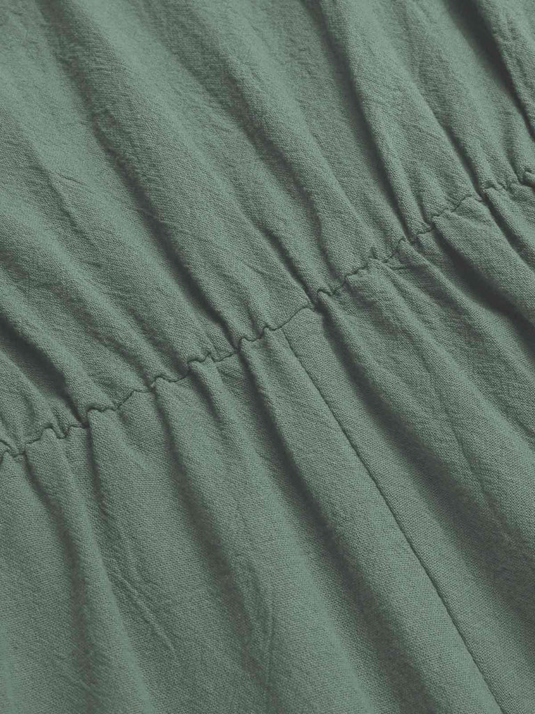 Combishort en coton verte uni manches volantées des années 1950