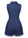 Combishort en jean bleu en coton années 1970