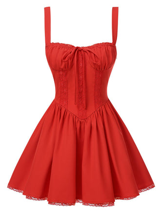 Robe corset unie à lacets des années 1950