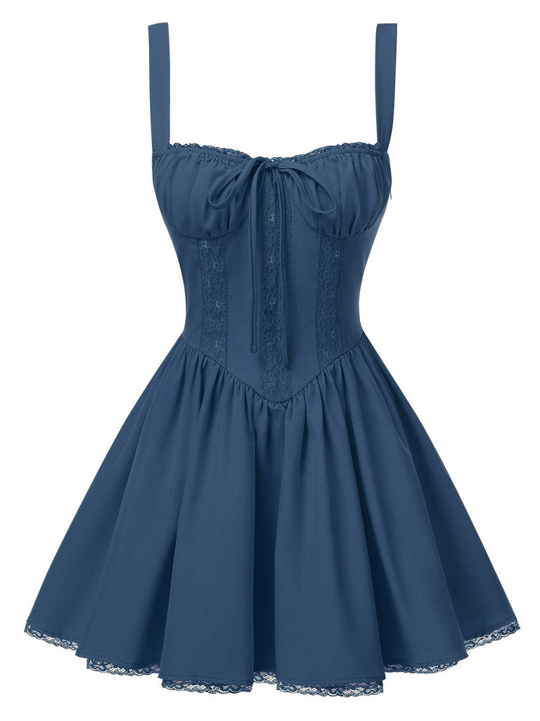 Robe corset unie à lacets des années 1950