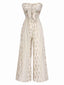 Combinaison bandeau beige à fleurs à nœuds des années 1970