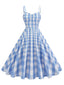Robe à carreaux vichy et bretelles froncées des années 1950