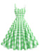 Robe verte carreaux vichy et bretelles froncées années 1950