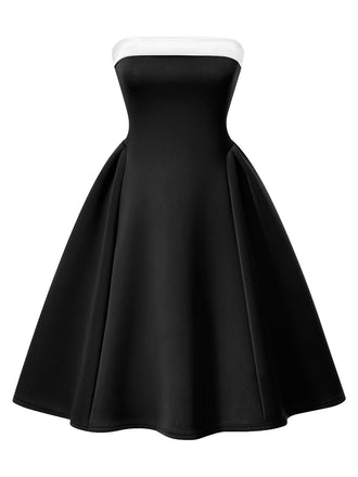 Robe bandeau trapèze colorblock vintage des années 1950