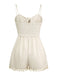 Combishort smockée beige unies à bretelles et nœuds des années 1950