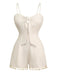 Combishort smockée beige unies à bretelles et nœuds des années 1950