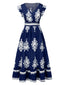 Robe bohémienne à col V motif tribal des années 1970