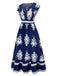 Robe bohémienne à col V motif tribal des années 1970
