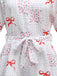 Combishort rose revers motif nœud et florale avec ceinture années 1950