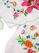 Robe blanche imprimé floral avec lien au dos des années 1940