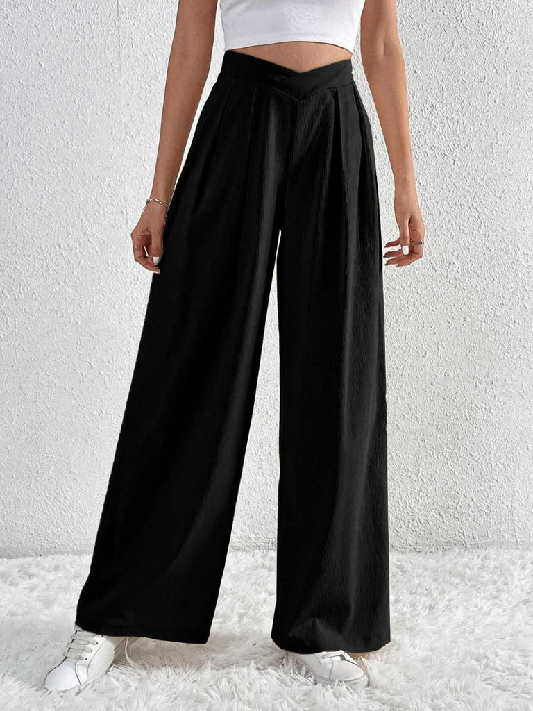 Pantalon droit à plis croisés unis des années 1930
