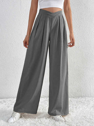 Pantalon droit à plis croisés unis des années 1930