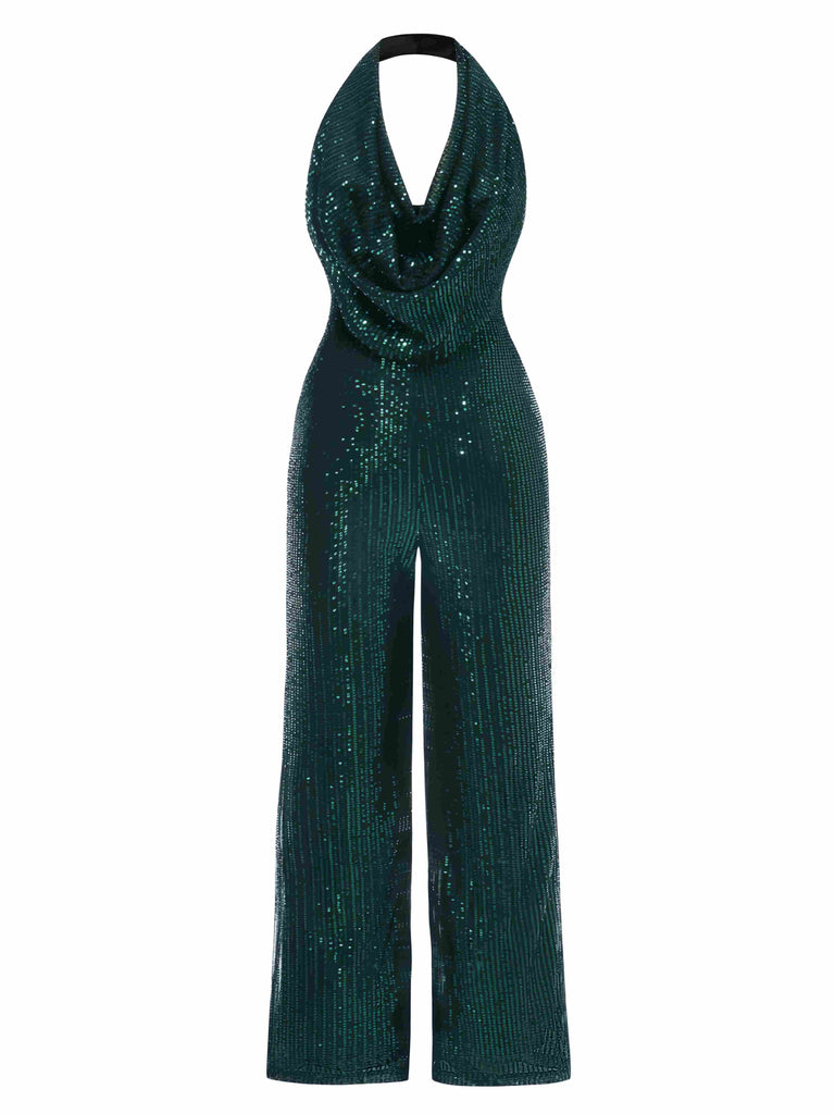 Combinaison à paillettes à licou unie années 1930