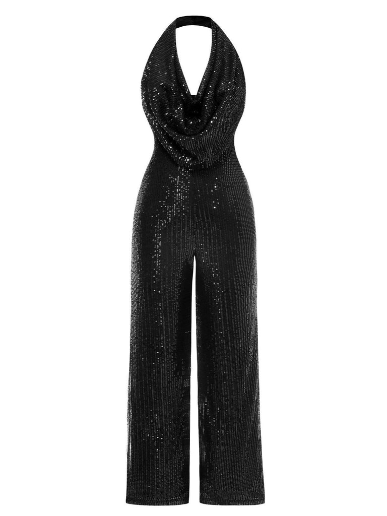 Combinaison à paillettes à licou unie années 1930