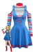 2PCS Robe gilet bleue et haut à rayures Child's Play Halloween des années 1960