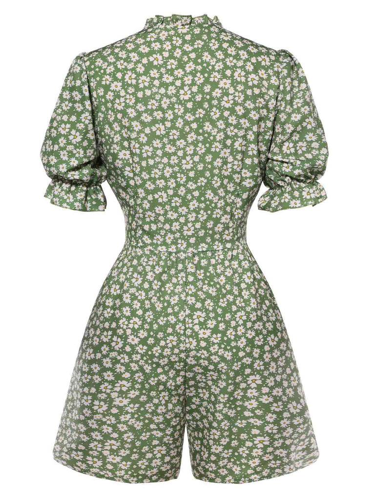 Combishort à manches bouffantes et col plissé marguerite des années 1940