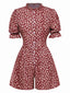 Combishort à manches bouffantes et col plissé marguerite des années 1940