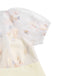 Robe blanche à fleurs brodées col V profond années 1950