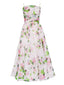 Robe à bretelles spaghetti en organza multicolore des années 1940