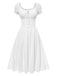 Robe blanche en coton dentelle années 1940