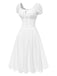 Robe blanche en coton dentelle années 1940