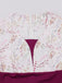 Robe fleurie manches cloche et décolleté en cœur Rose Viole des années 1950