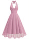 Robe dos nu en maille col V et licou des années 1950