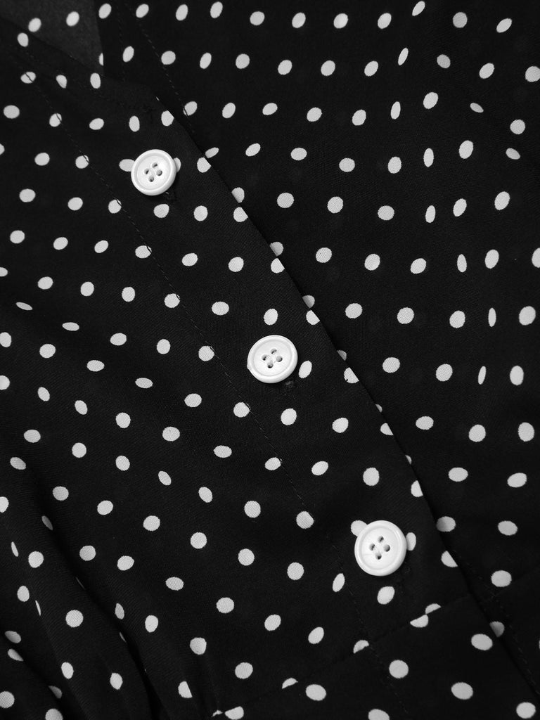 [Prévente] Robe noire à pois et col noué des années 40
