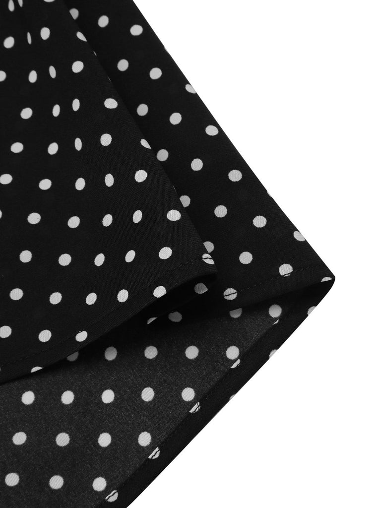 [Prévente] Robe noire à pois et col noué des années 40