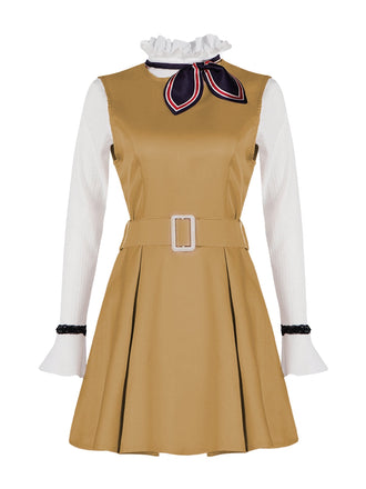 2PCS Ensemble de costume Megan kaki col volants des années 1960
