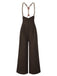Pantalon à bretelles marron foncé à bretelles boutonné années 1950